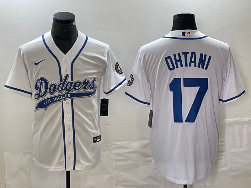 Men Los Angeles Dodgers #17 Ohtani White Nike Game MLB Jersey style 3